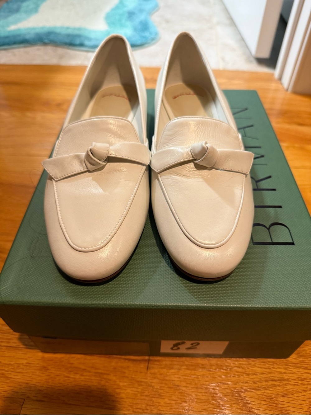 Alexander Birman White Leather Loafers
